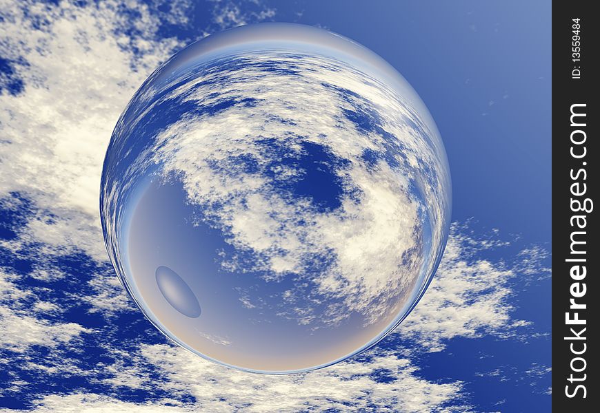 Sphere at the sky. 3D illustration.