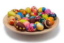 Lots Of Easter Eggs On Wooden Plate Stock Photo Lots Of Easter Eggs On Wooden Plate Stock Photo