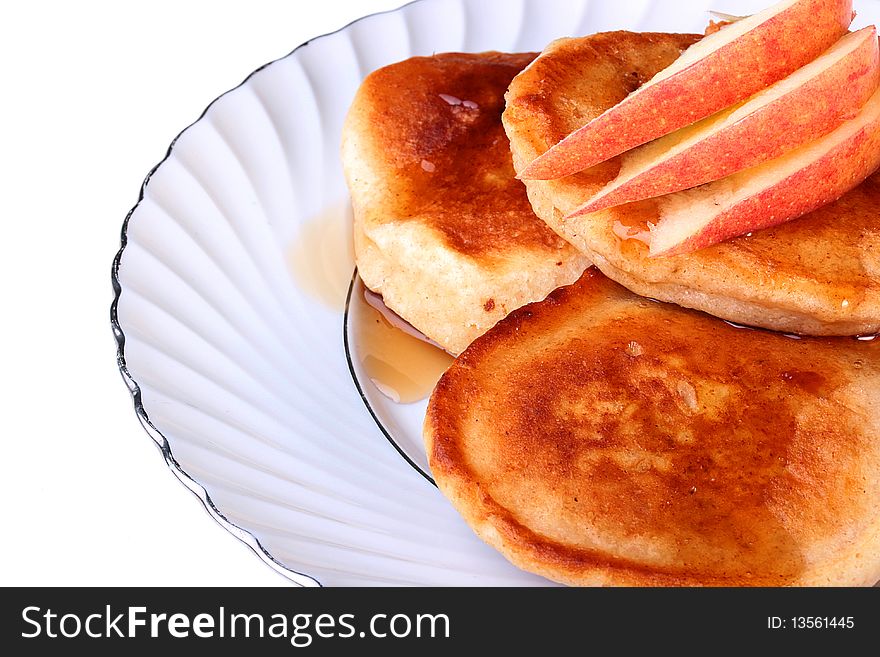 Light meal - Pancake and apples with honey.