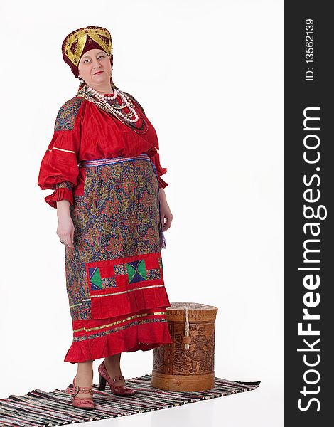 Woman In Russian Traditional Clothing