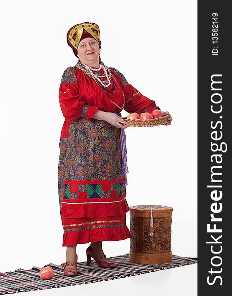 Woman In Russian Traditional Clothing