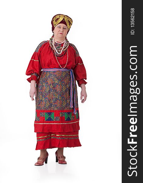 Woman In Russian Traditional Clothing