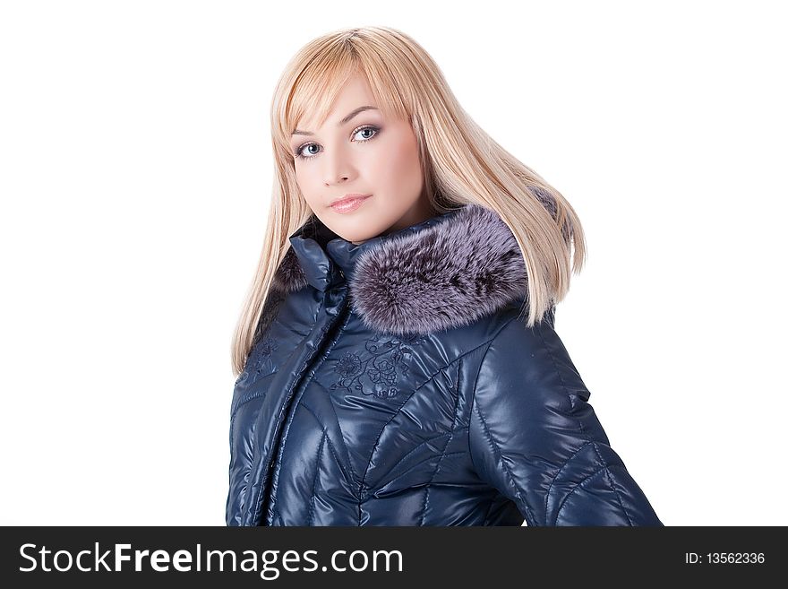 Young attractive woman in fashionable clothing on isolated background. Young attractive woman in fashionable clothing on isolated background