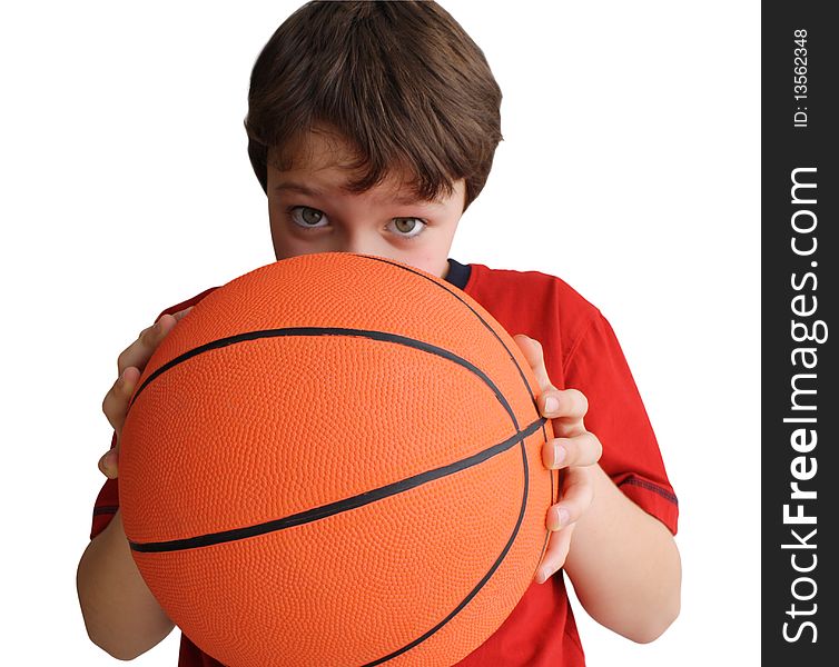 Boy holding a basketball isolated. Boy holding a basketball isolated.