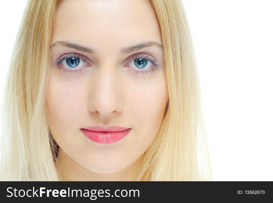 Close up portrait of young beauty woman with a bit soft effect