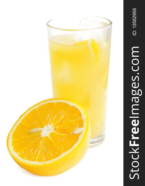 Sweet tasty orange juice on white background (isolated)