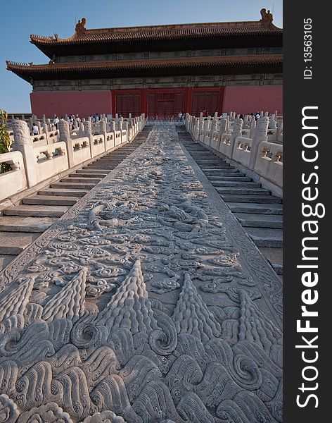 Ancient paved walkway in The Forbidden City, Beijing, China
