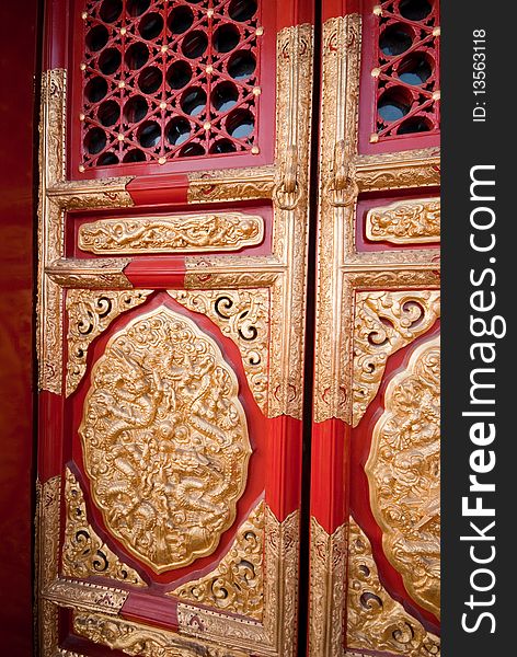 Ancient Chinese door in The Forbidden City, Beijing, China