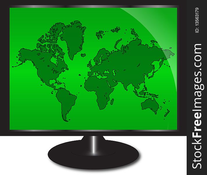 Wide screen television with world map