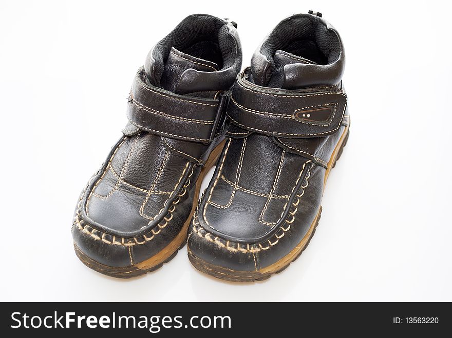 Children's boots on a white background