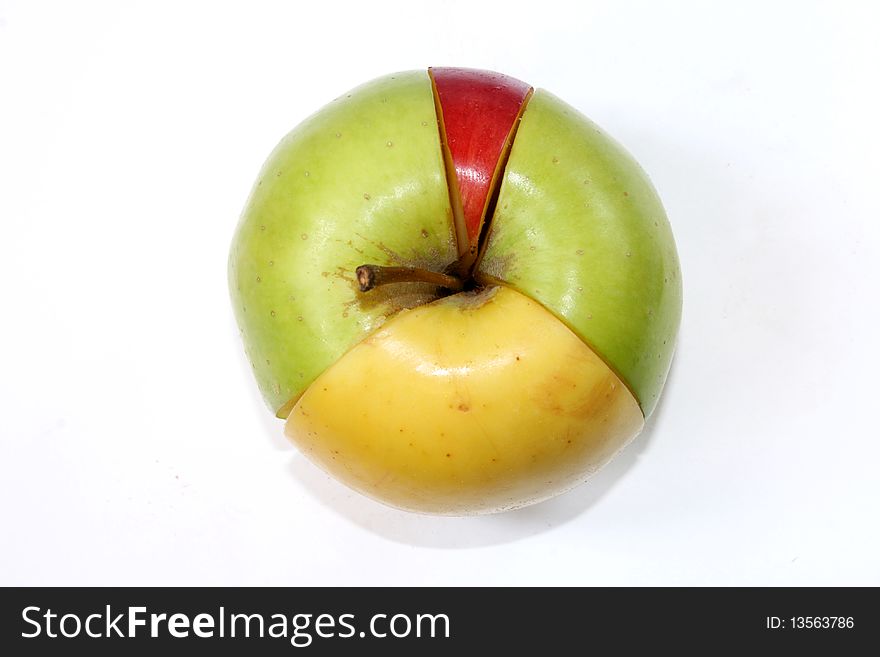 Segmented multicolored apple as a business chart. Segmented multicolored apple as a business chart