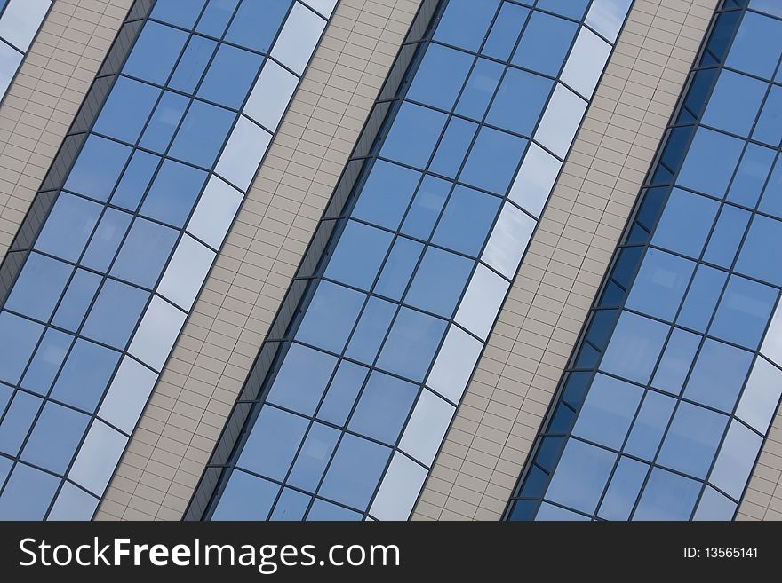 Blue modern office building background. Blue modern office building background