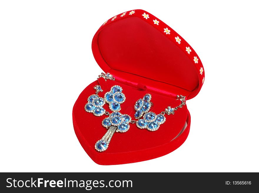 Blue Jewelry In Red Box