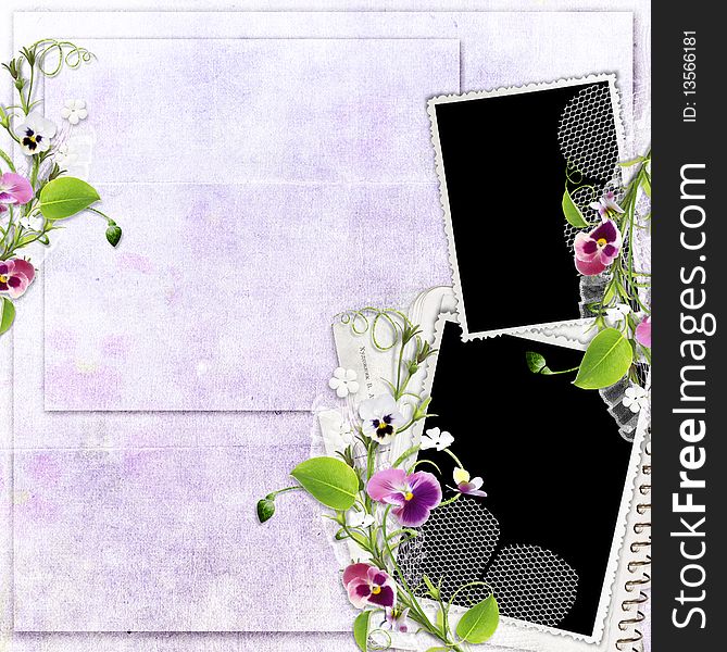 Spring Frame And Paper Stack With Heartsease