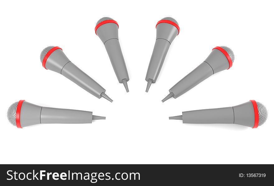 Microphones isolated on white background