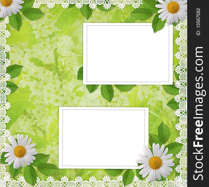 Card for invitation or congratulation with flowers on the abstract background