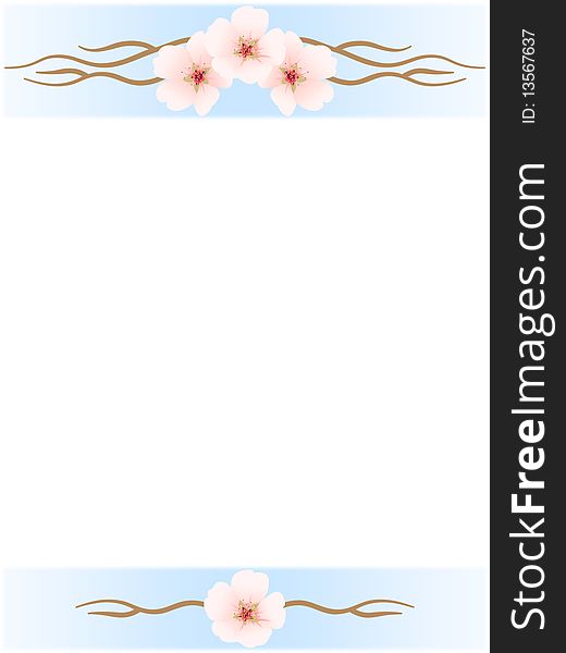 Border for decorate with flowers of a cherry. Border for decorate with flowers of a cherry.