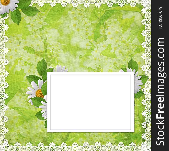 Card for invitation or congratulation with flowers on the abstract background
