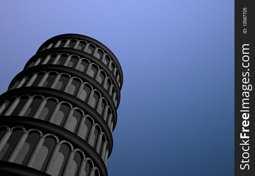 Upward angle of the leaning tower of Pisa in Italy.