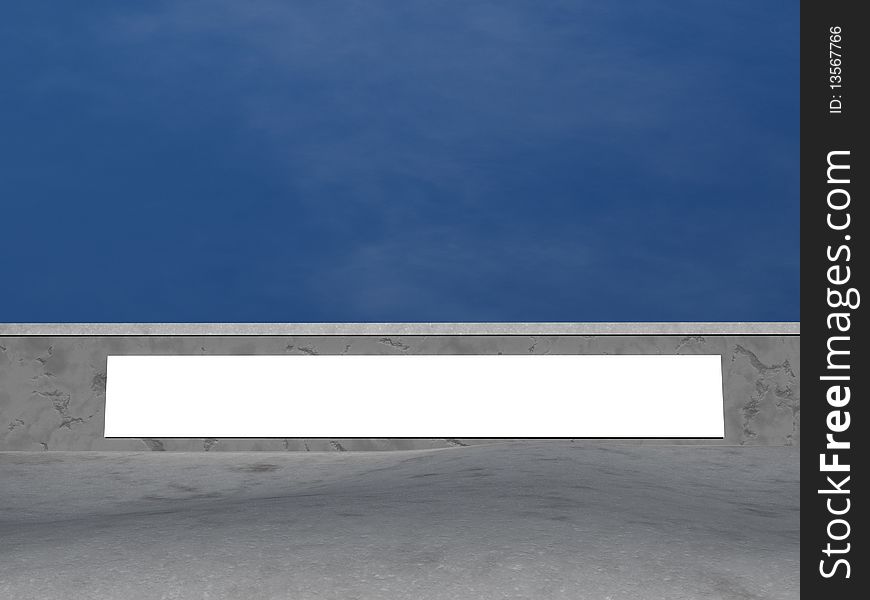 Blank white sign on the top of a roof on a small wall. Blank white sign on the top of a roof on a small wall.