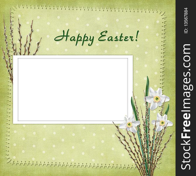 Easter Card For The Holiday  With Flowers