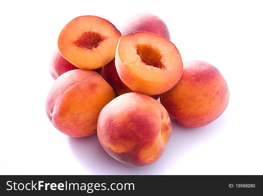 Juicy Peaches isolated on white