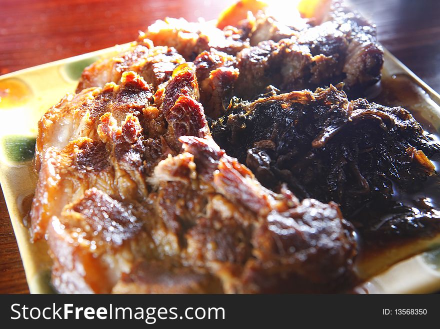 Chinese food, pork with preserved cabbage.