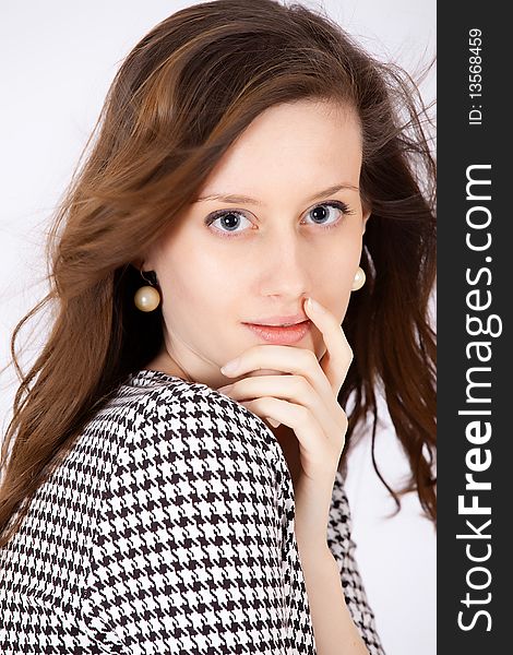 Young woman with wind blowed hair. Young woman with wind blowed hair