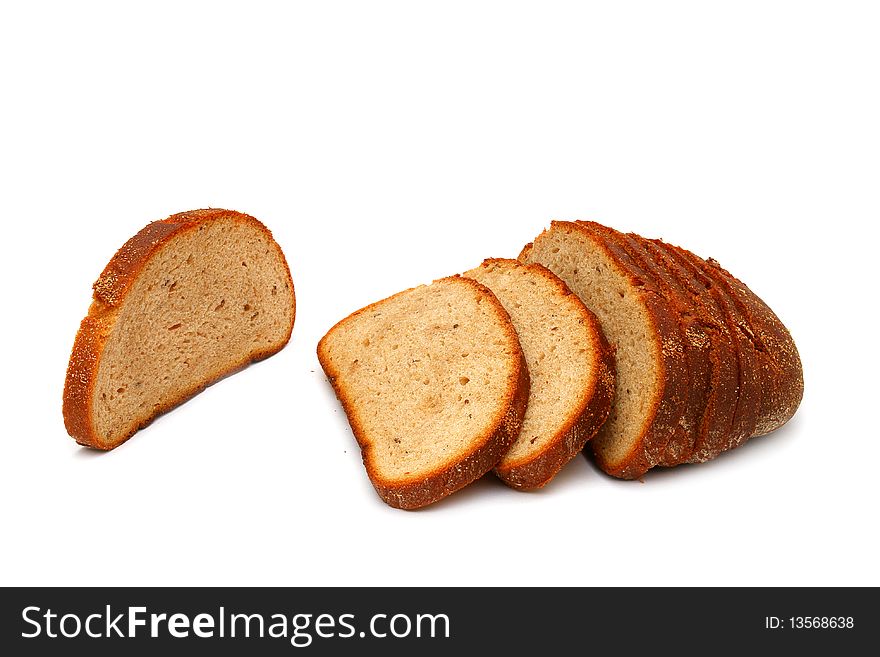 Lithuanian bread wheat-rye on a white background