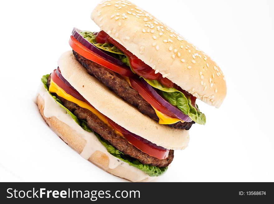 Hamburger isolated on a white background