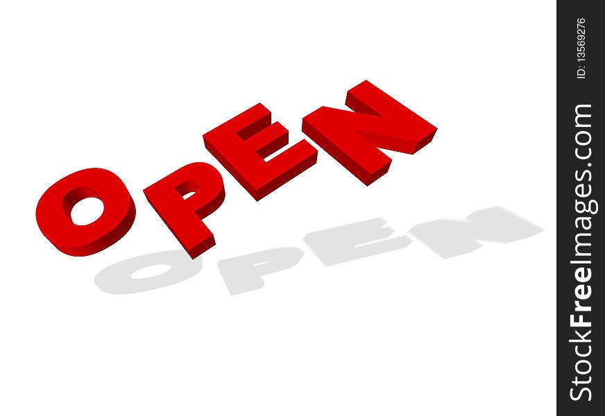 3d illustration of letters open on white