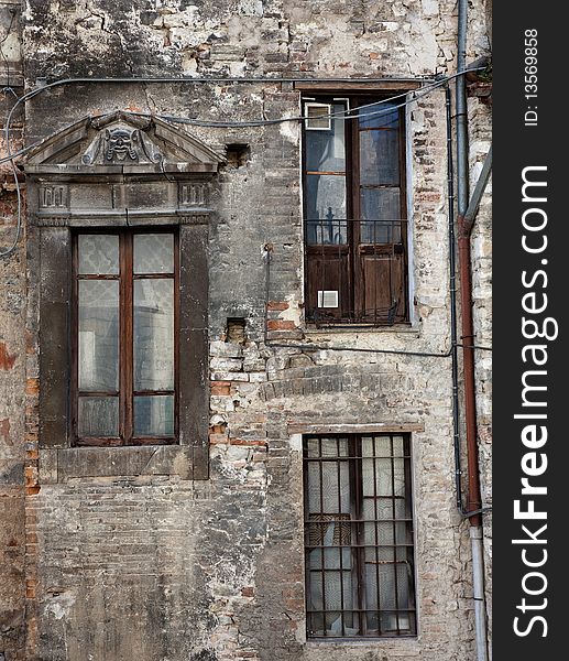 Old windows in ancient town
