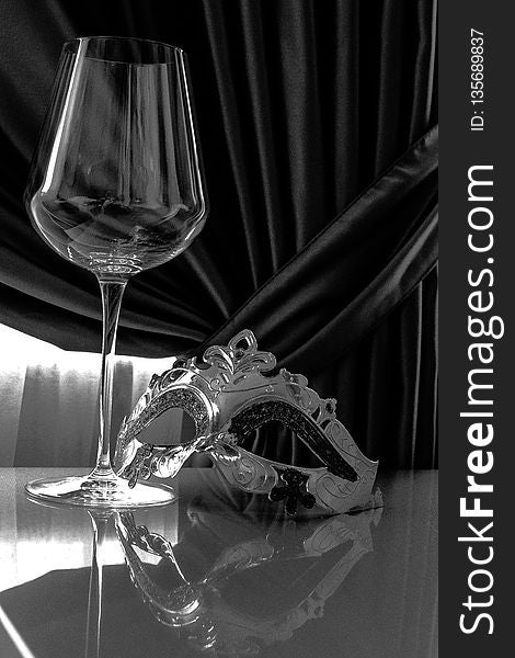 Black And White, Wine Glass, Stemware, Still Life Photography