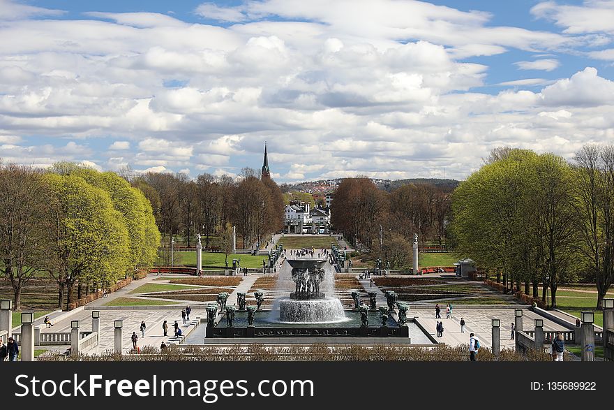 Water, Tree, Sky, Fountain