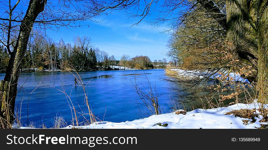 Winter, Water, Snow, Reflection