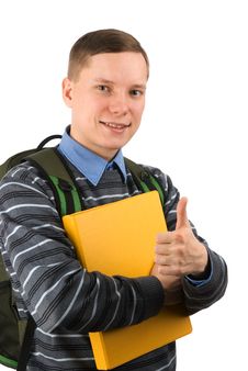 Male Student With Thumb Up Royalty Free Stock Photos