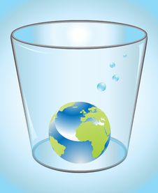 Earth Globe In Glass Of Water Stock Photo Earth Globe In Glass Of Water Stock Photo
