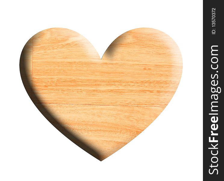 Wooden heart over white background. Illustration. Wooden heart over white background. Illustration