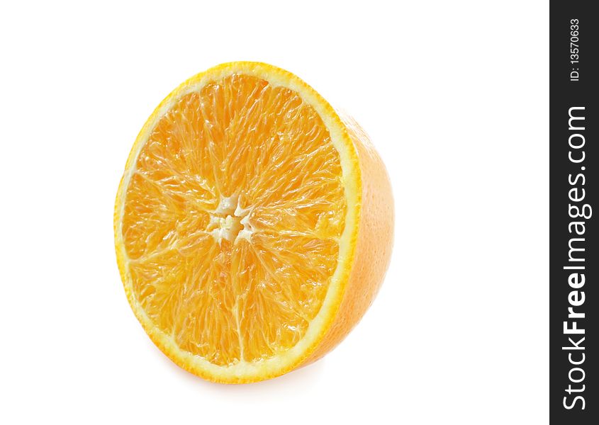 Half an orange isolated over white background