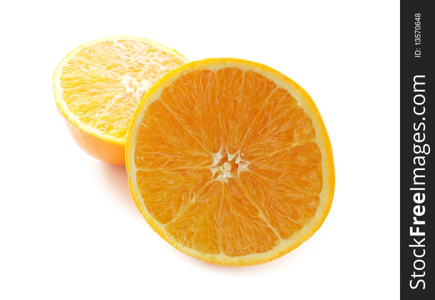 Cuted orange isolated over white background