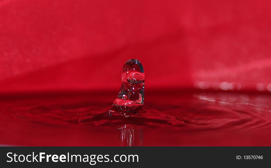 The drop of water takes off from a liquid