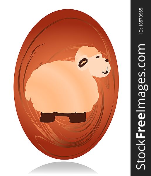 Easter egg with sheep picture on