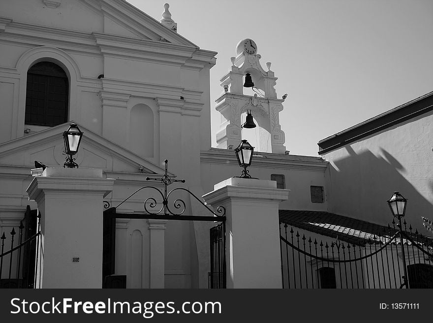 View at the Buenos Aires La Recoleta cemetery in black and white. View at the Buenos Aires La Recoleta cemetery in black and white