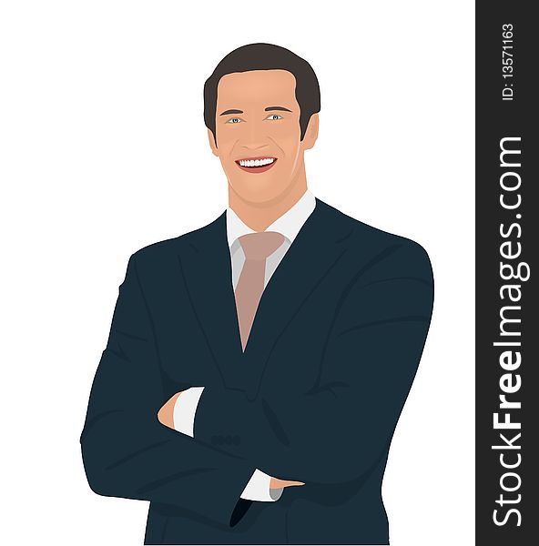 Vector Image: businessman in a business suit smiling, half-length portrait