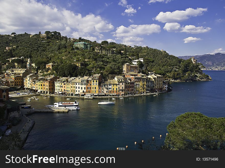 Portofino beautiful and famous tourist ancient fishing village