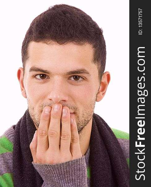 Close-up portrait of young casual man, isolated on white background. Close-up portrait of young casual man, isolated on white background