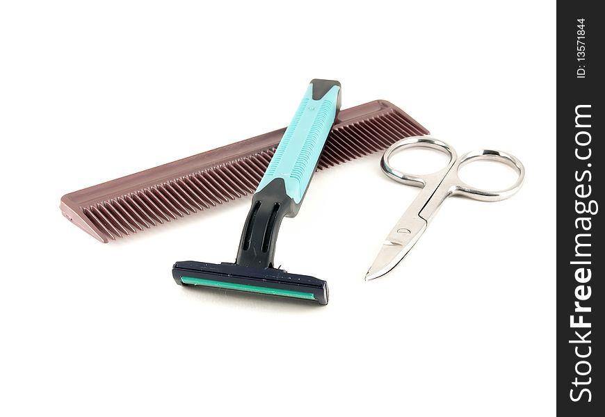 Razor, scissors and comb