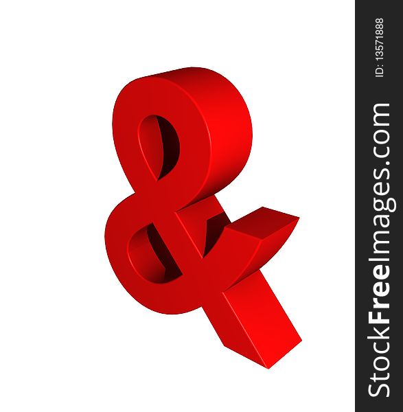 An plain, red 3d and symbol. An plain, red 3d and symbol
