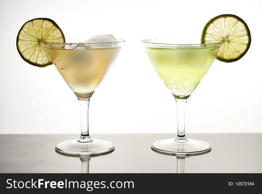 Fruit drinks with ice and lemon. Fruit drinks with ice and lemon