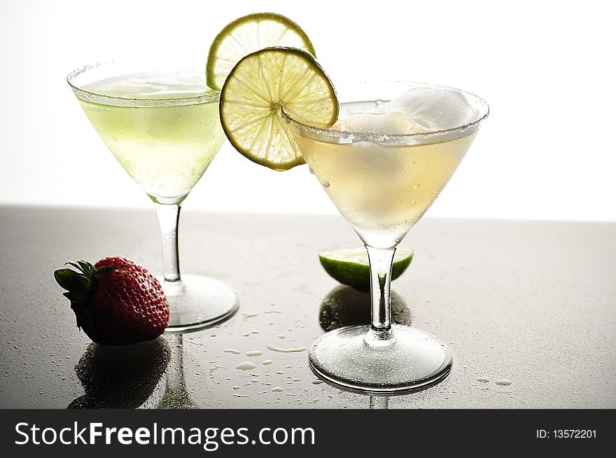 Fruit drinks with ice and lemon. Fruit drinks with ice and lemon